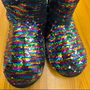 Betsey Johnson Rainbow Flip Sequined Bootie Slippers Large 9-10 New With Tags